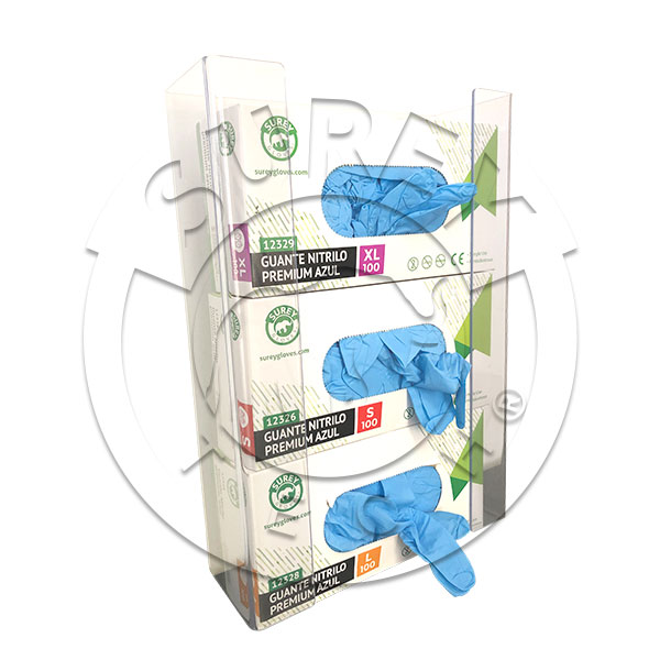 Dispensador PVC triple para guantes desechables